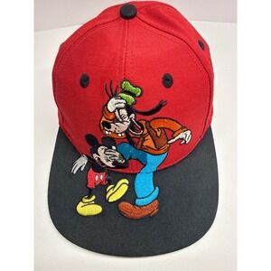 Vintage Disney Goofys Hat Co Mickey Mouse Goofy Snapback Hat Red Black Cap